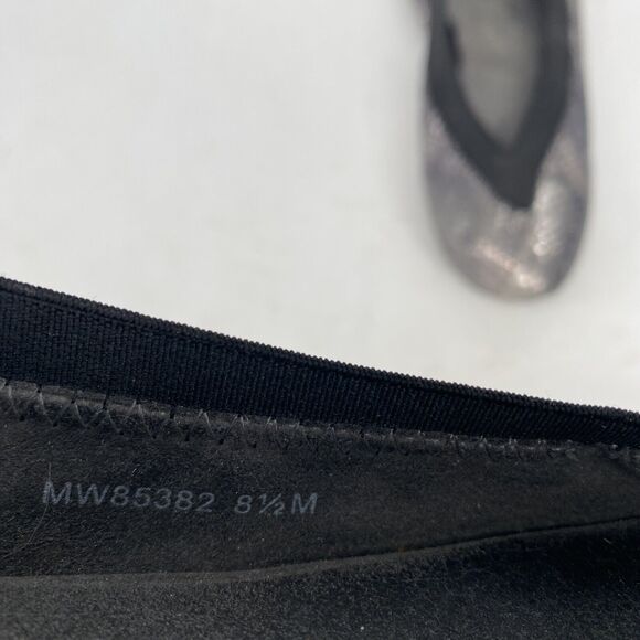 Stuart Weitzman Faux Snakeskin Silver Metallic Ballet Flats Women's Size 8.5 - Picture 3 of 8